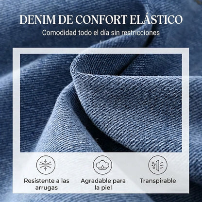 Pantalones Vaqueros Mujer Cintura Alta Corte Ancho