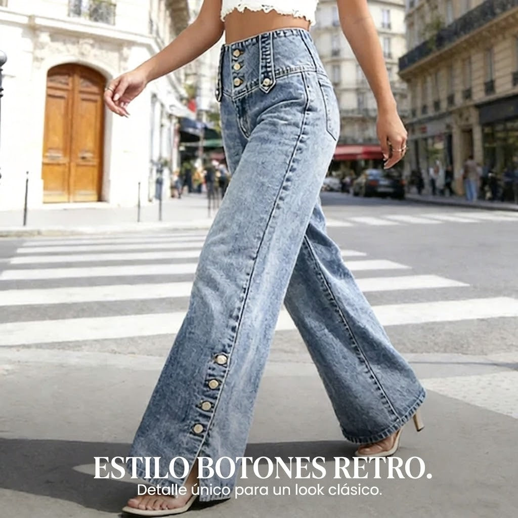 Pantalones Vaqueros Mujer Cintura Alta Corte Ancho