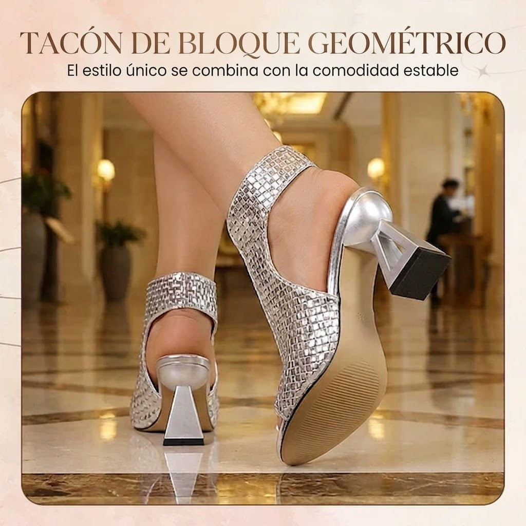 Sandalias Mujer Tacón Punta Abierta Elegantes
