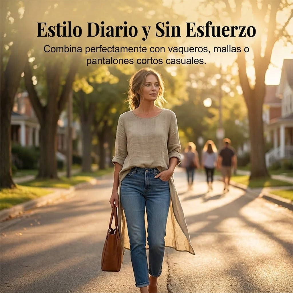 Túnica Mujer Manga Larga Bajo Asimétrico