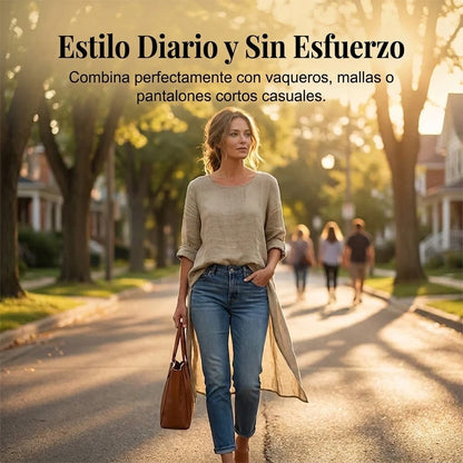 Túnica Mujer Manga Larga Bajo Asimétrico