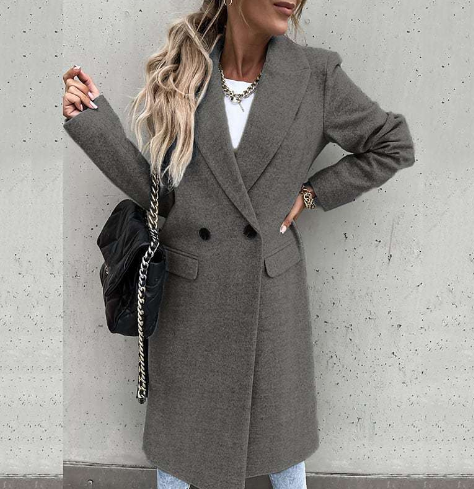 Abrigo Largo Mujer de Lana Estilo Clásico