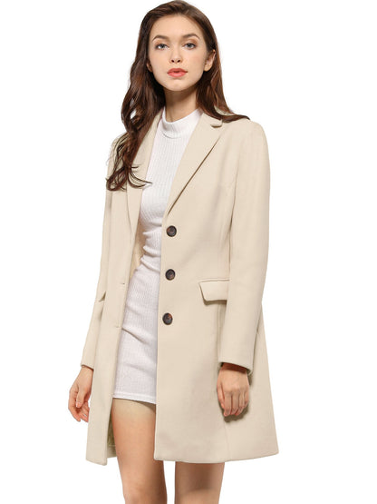 Abrigo Mujer Invierno Lana Solapa Clásica