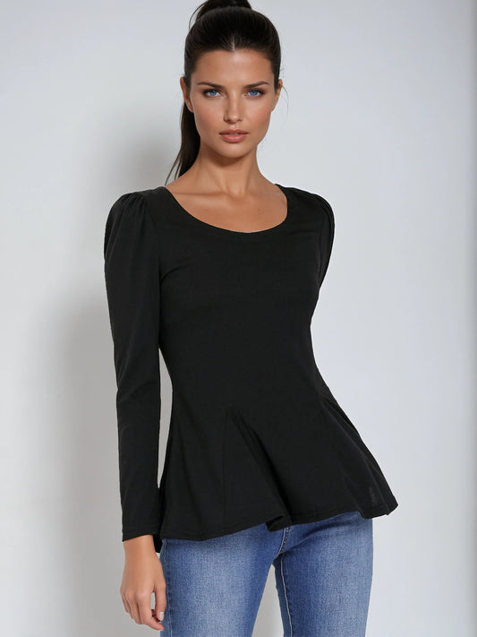 Camiseta Mujer Algodón Manga Larga Cuello Redondo - Mavetta