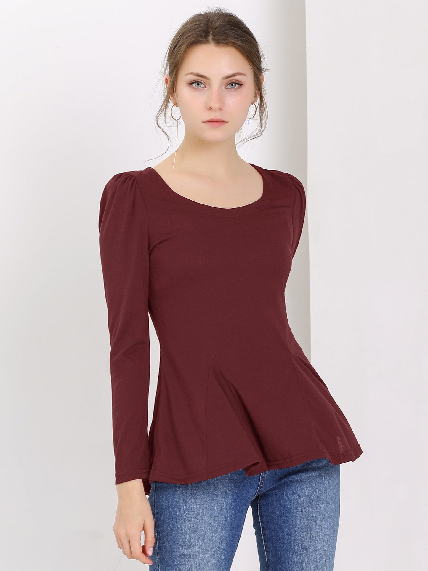 Camiseta Mujer Algodón Manga Larga Cuello Redondo