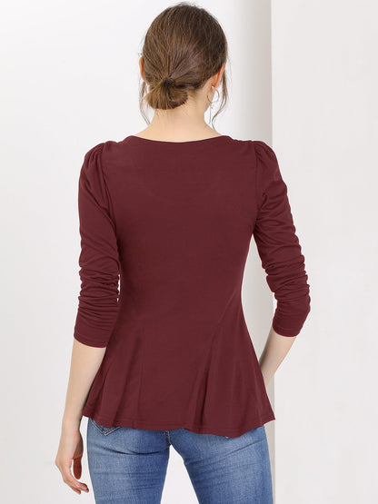 Camiseta Mujer Algodón Manga Larga Cuello Redondo