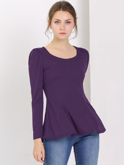 Camiseta Mujer Algodón Manga Larga Cuello Redondo