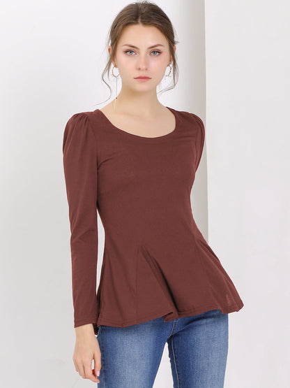 Camiseta Mujer Algodón Manga Larga Cuello Redondo