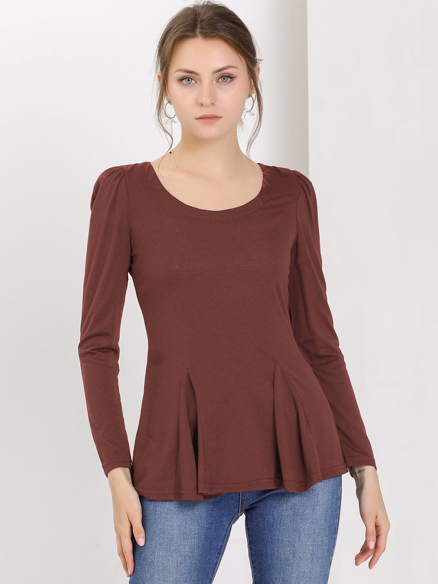 Camiseta Mujer Algodón Manga Larga Cuello Redondo