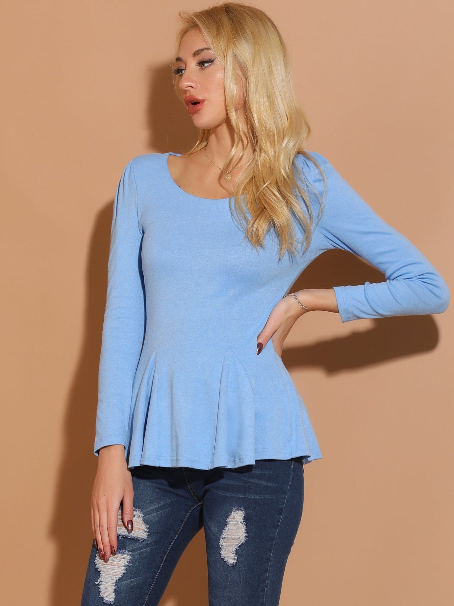 Camiseta Mujer Algodón Manga Larga Cuello Redondo