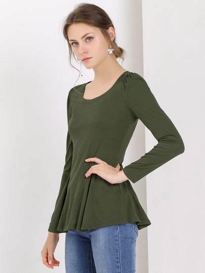 Camiseta Mujer Algodón Manga Larga Cuello Redondo