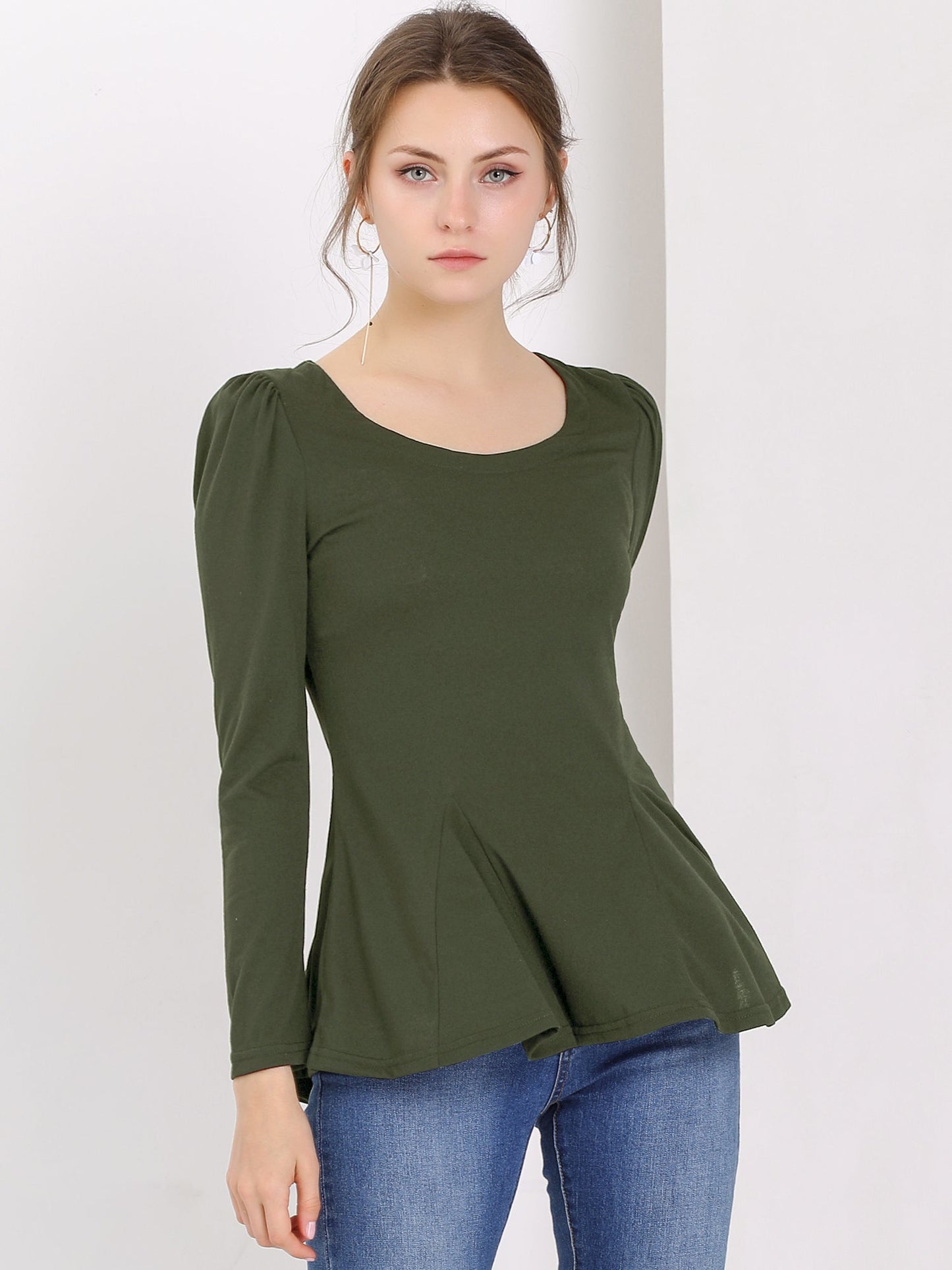 Camiseta Mujer Algodón Manga Larga Cuello Redondo