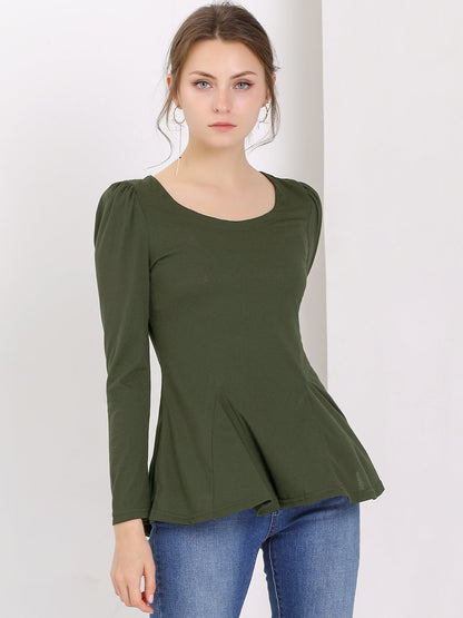 Camiseta Mujer Algodón Manga Larga Cuello Redondo