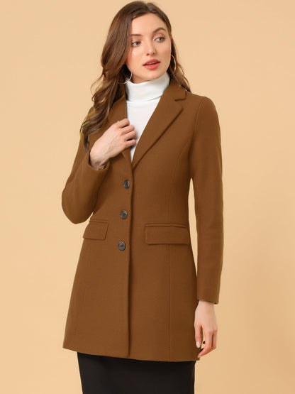 Abrigo Mujer Invierno Lana Solapa Clásica
