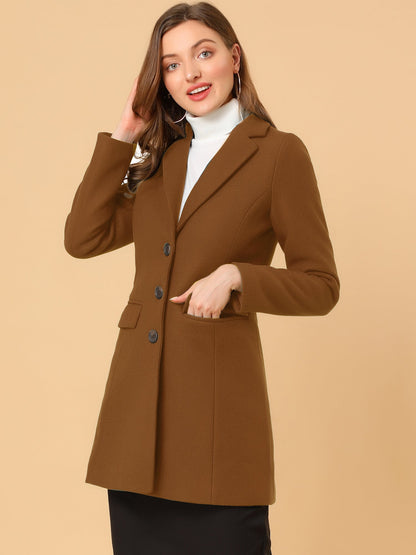 Abrigo Mujer Invierno Lana Solapa Clásica