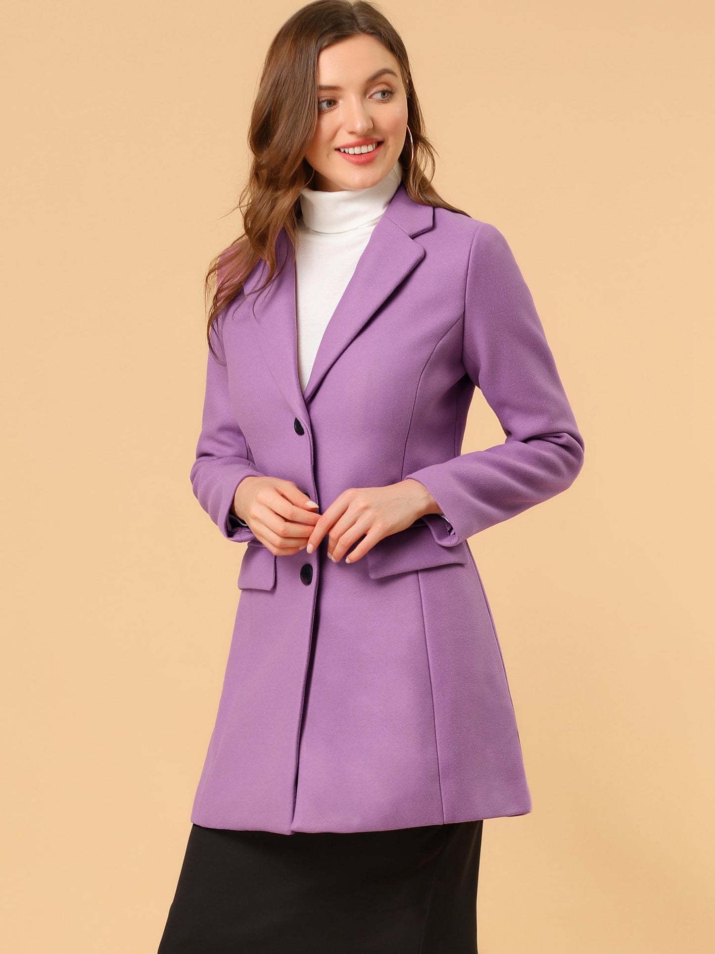 Abrigo Mujer Invierno Lana Solapa Clásica