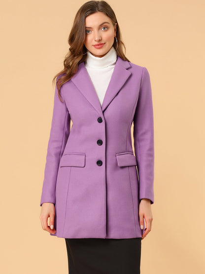 Abrigo Mujer Invierno Lana Solapa Clásica