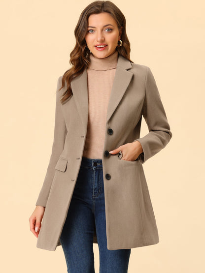 Abrigo Mujer Invierno Lana Solapa Clásica