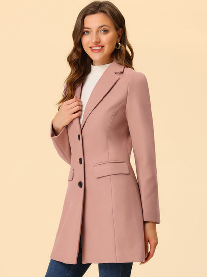 Abrigo Mujer Invierno Lana Solapa Clásica