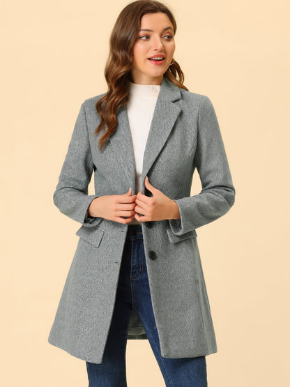 Abrigo Mujer Invierno Lana Solapa Clásica