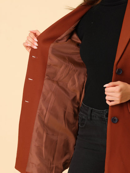 Abrigo Mujer Invierno Lana Solapa Clásica