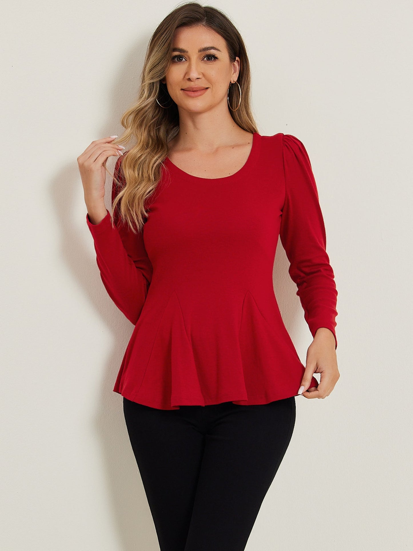 Camiseta Mujer Algodón Manga Larga Cuello Redondo