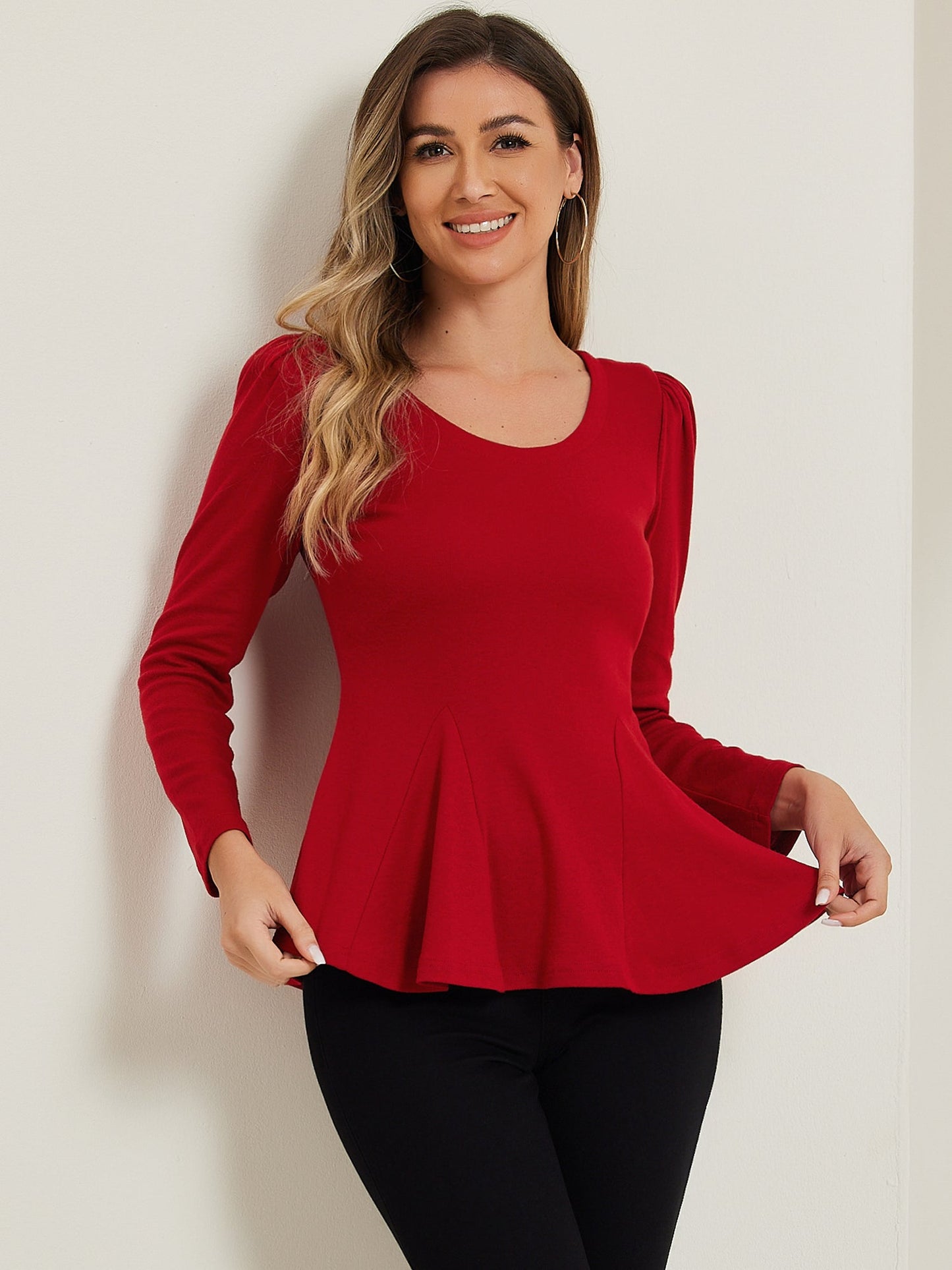 Camiseta Mujer Algodón Manga Larga Cuello Redondo