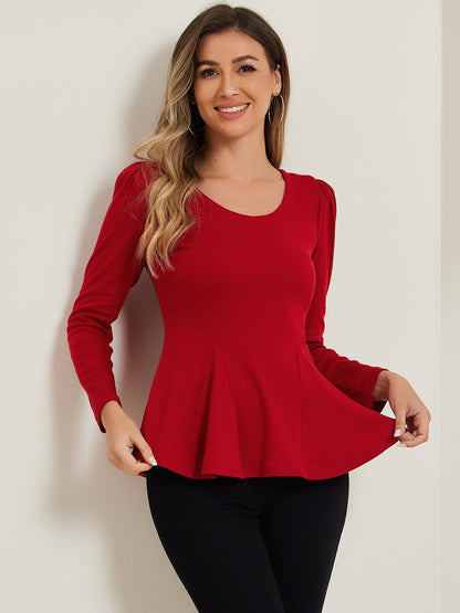 Camiseta Mujer Algodón Manga Larga Cuello Redondo