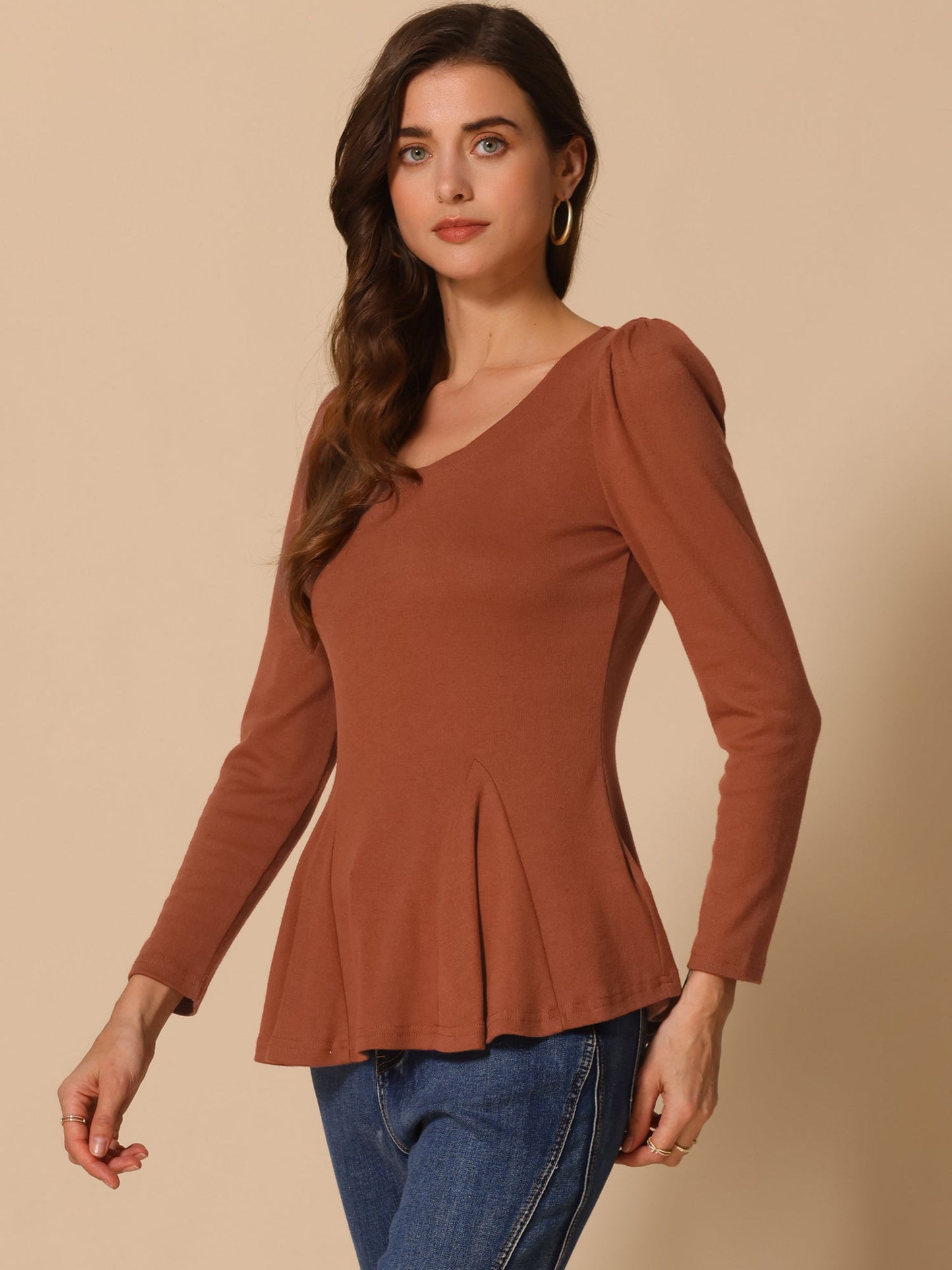 Camiseta Mujer Algodón Manga Larga Cuello Redondo