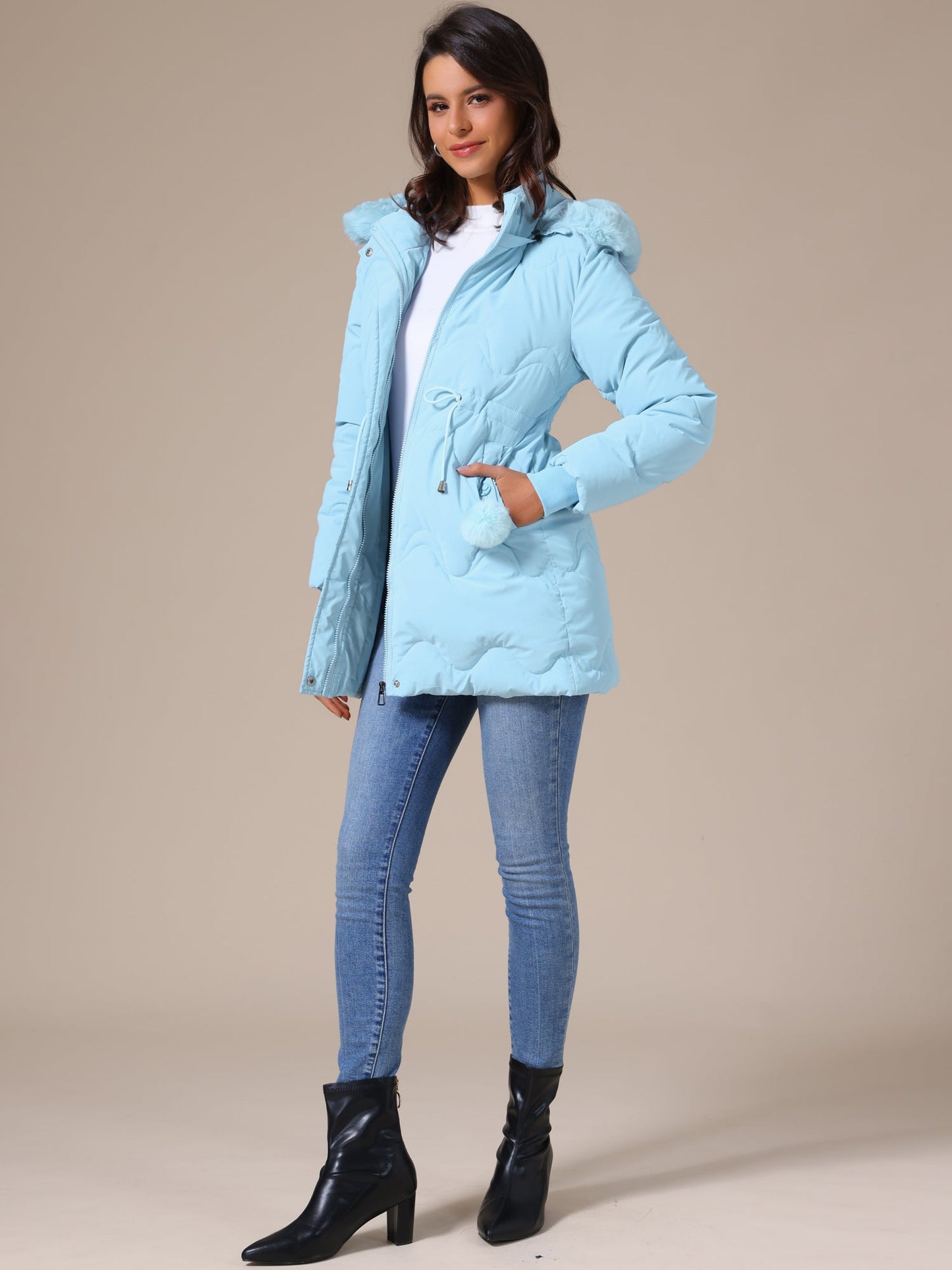 Abrigo Acolchado Mujer Invierno con Capucha