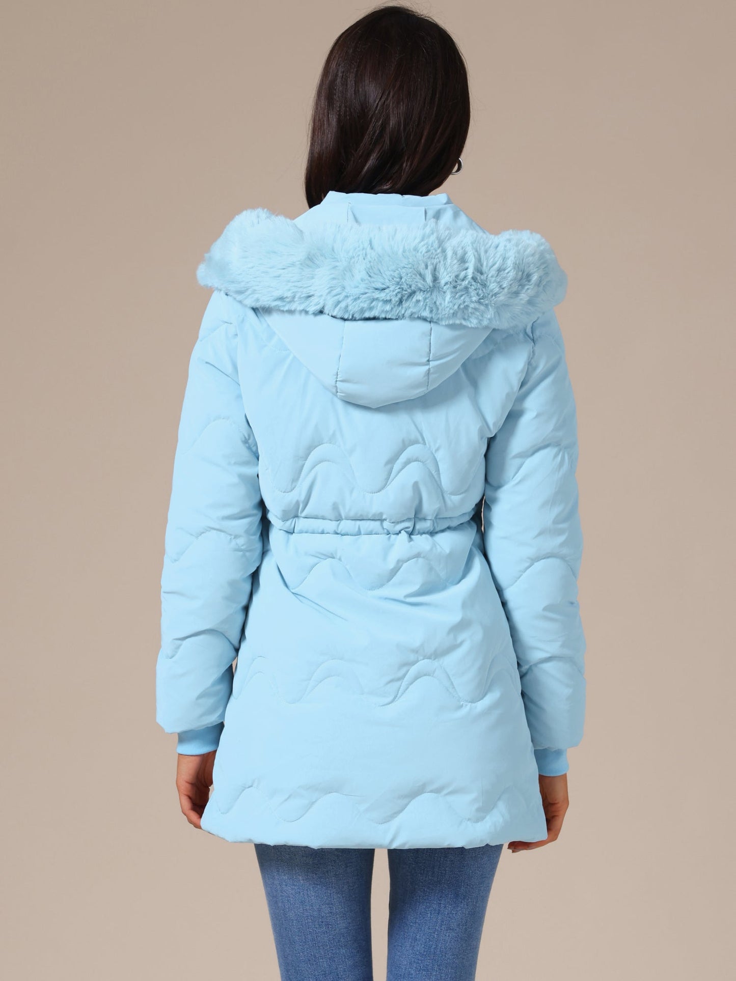 Abrigo Acolchado Mujer Invierno con Capucha