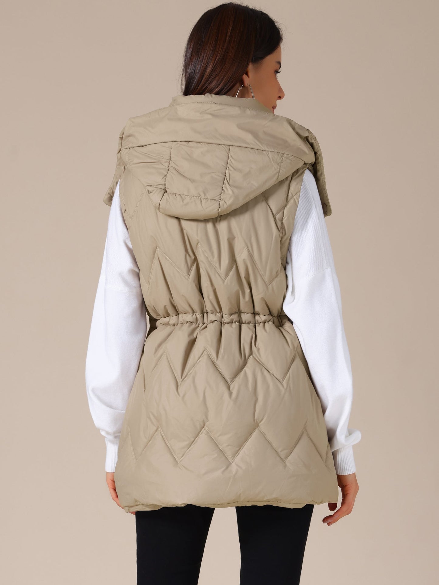 Chaleco Largo Mujer Acolchado con Capucha