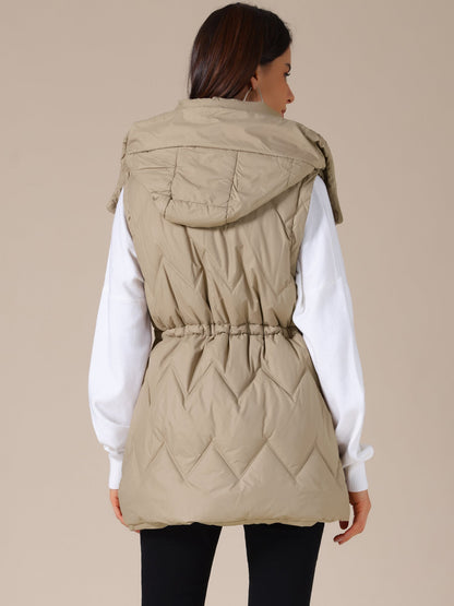 Chaleco Largo Mujer Acolchado con Capucha