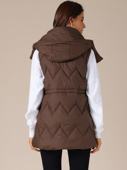 Chaleco Largo Mujer Acolchado con Capucha