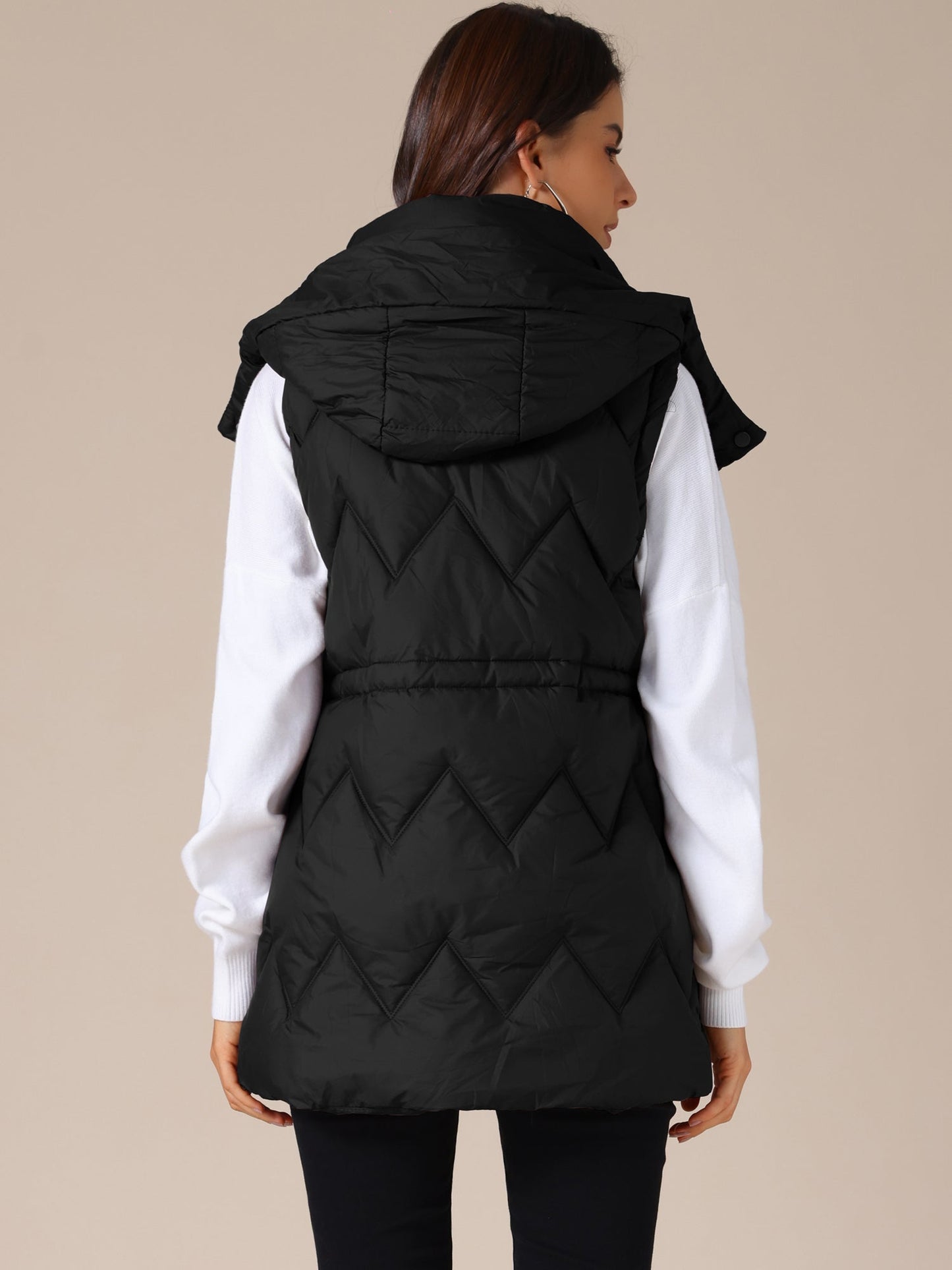 Chaleco Largo Mujer Acolchado con Capucha