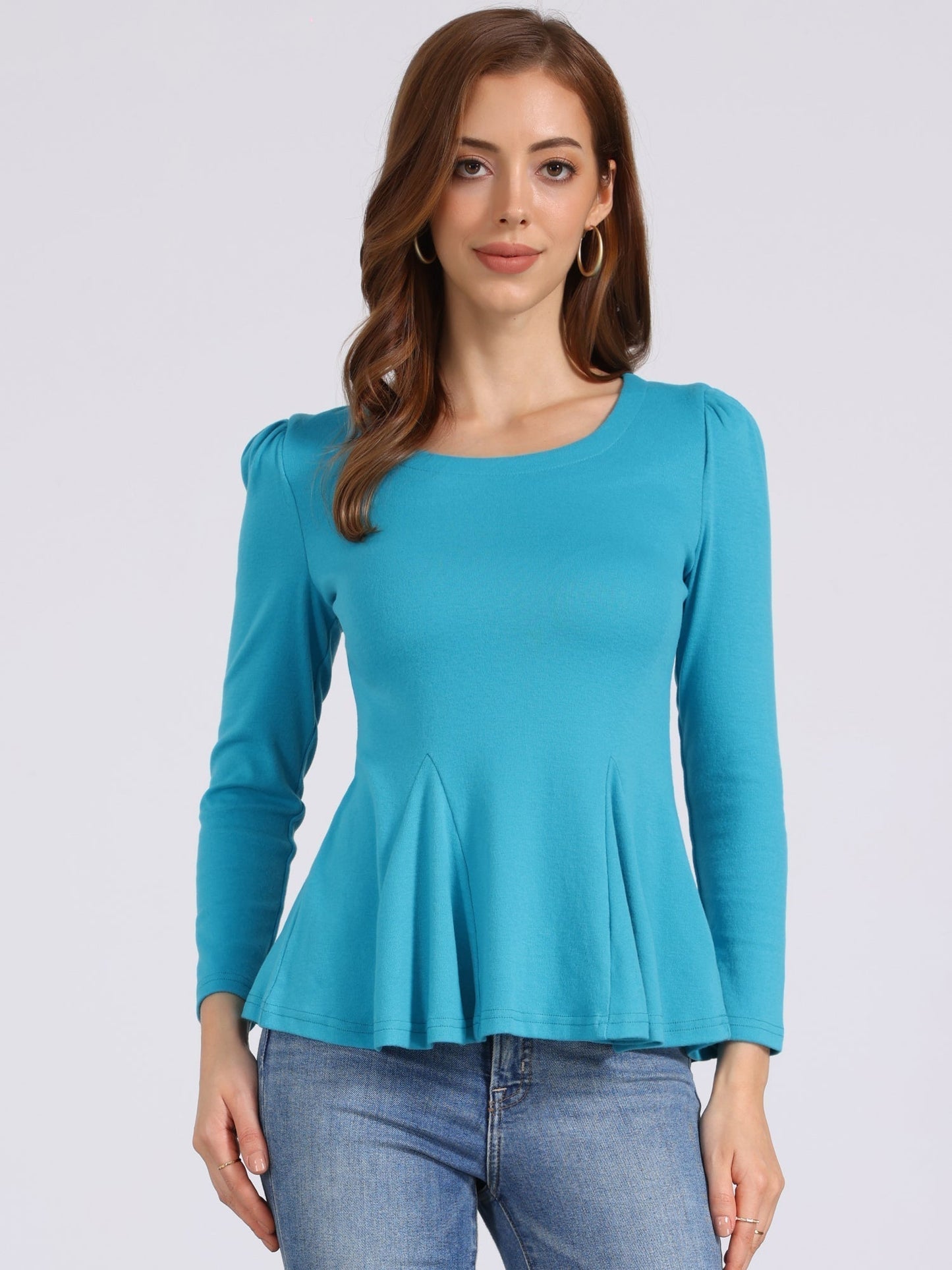 Camiseta Mujer Algodón Manga Larga Cuello Redondo