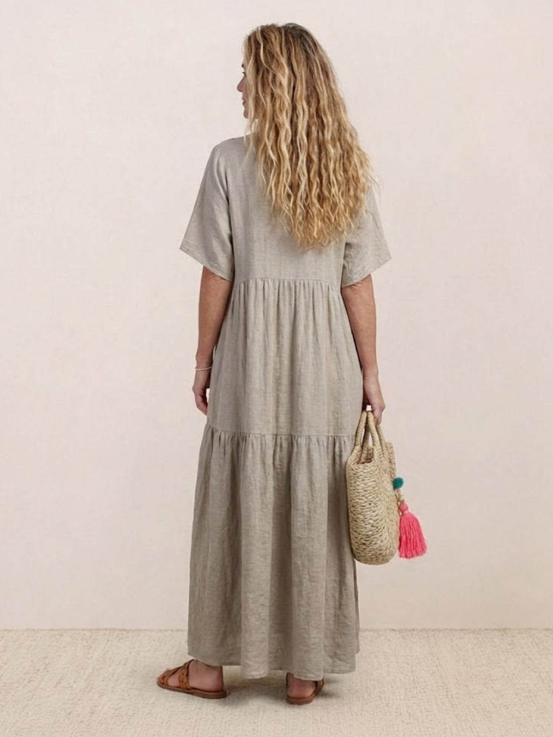 Vestido largo mujer capas escote en v estilo bohemio