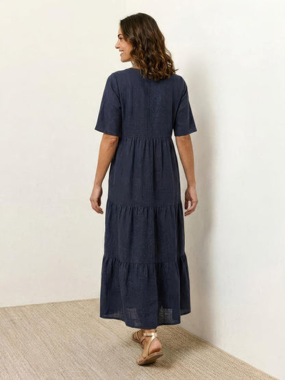 Vestido largo mujer capas escote en v estilo bohemio