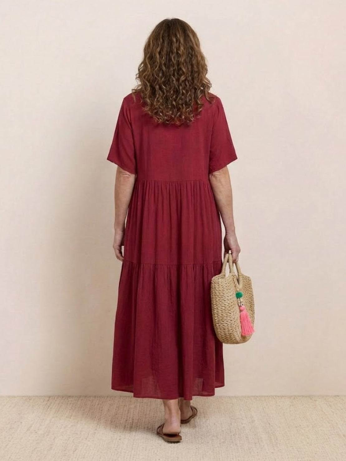 Vestido largo mujer capas escote en v estilo bohemio