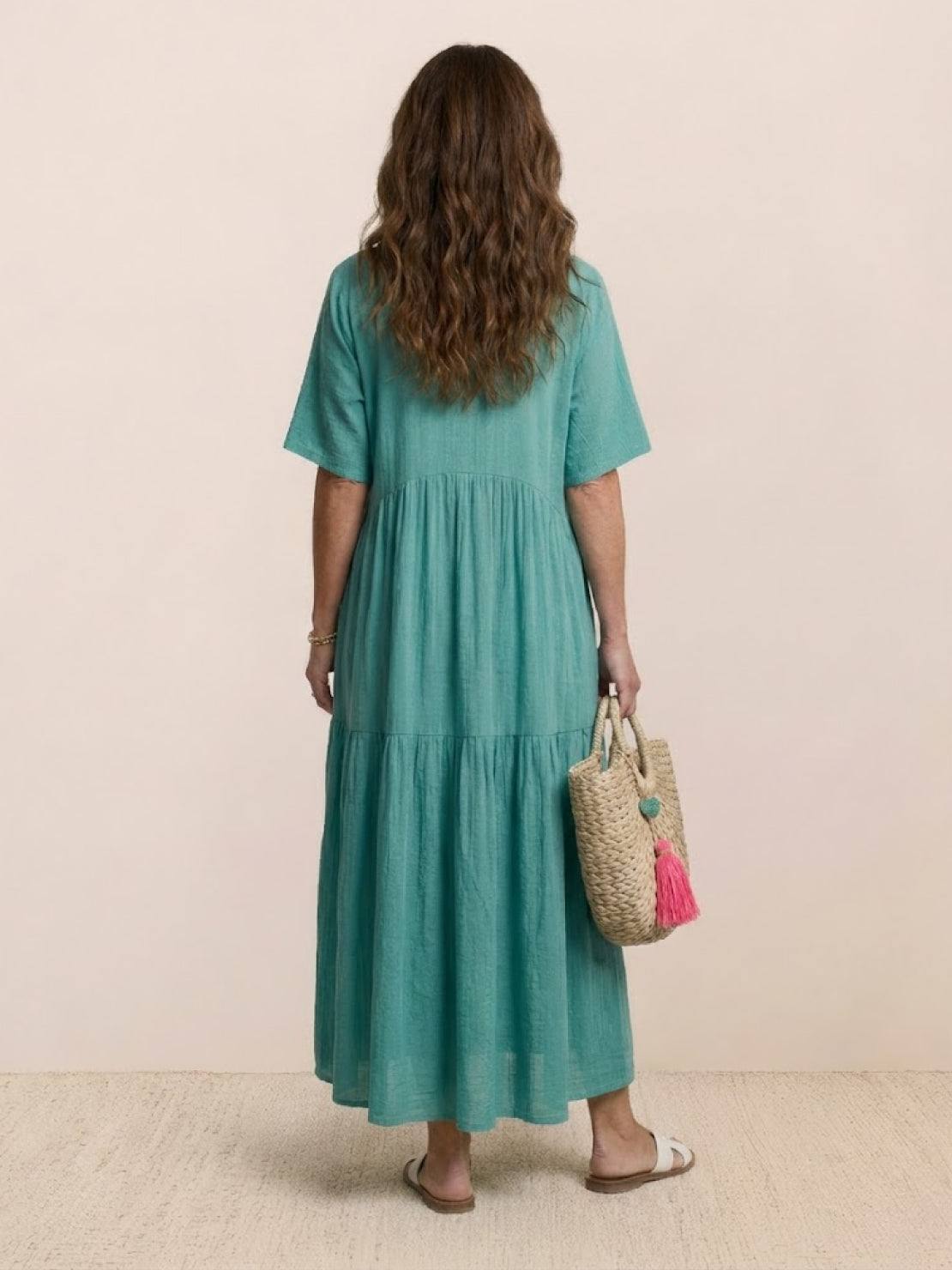 Vestido largo mujer capas escote en v estilo bohemio