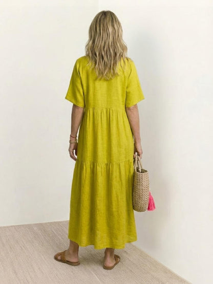 Vestido largo mujer capas escote en v estilo bohemio