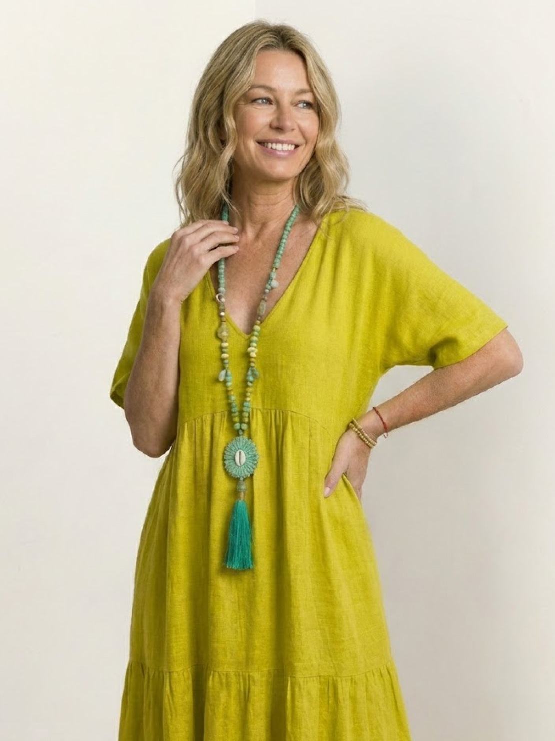 Vestido largo mujer capas escote en v estilo bohemio