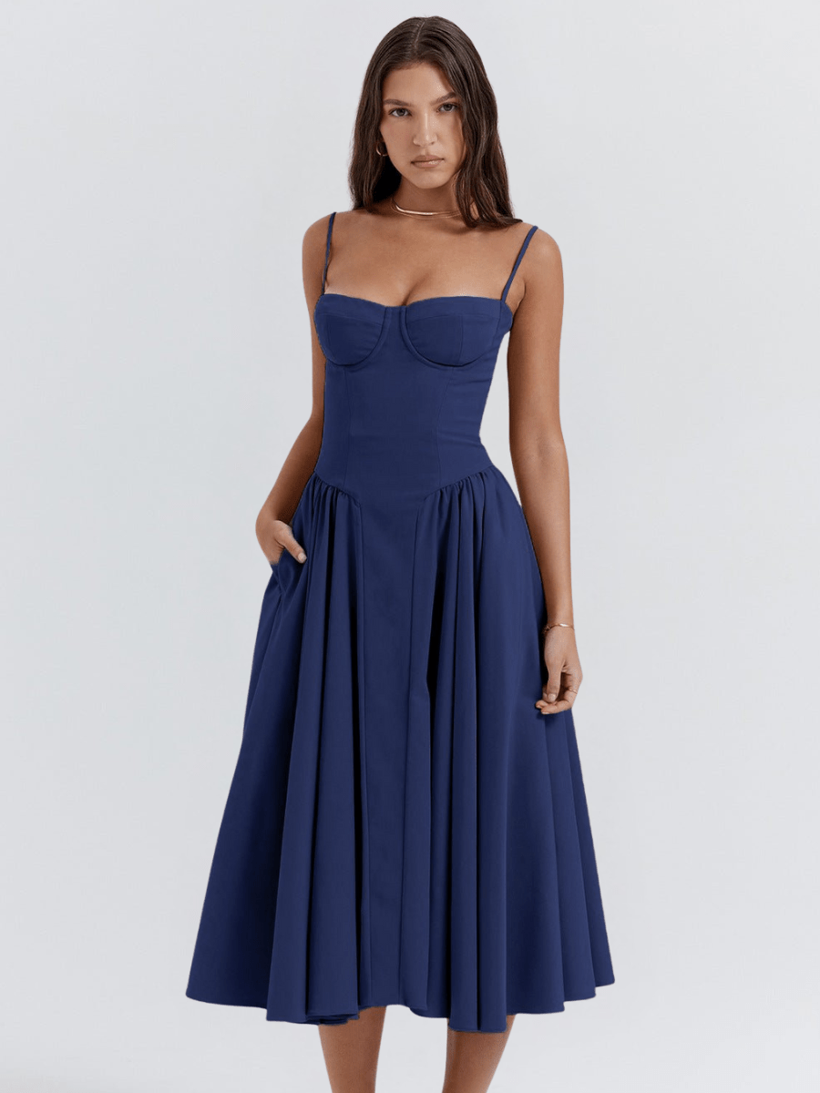 Vestido midi mujer Ligero Retro Versátil Fiesta