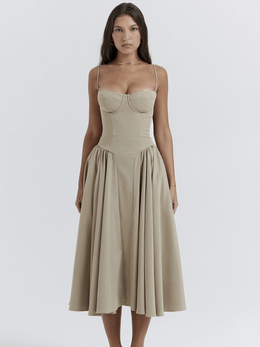 Vestido midi mujer Ligero Retro Versátil Fiesta