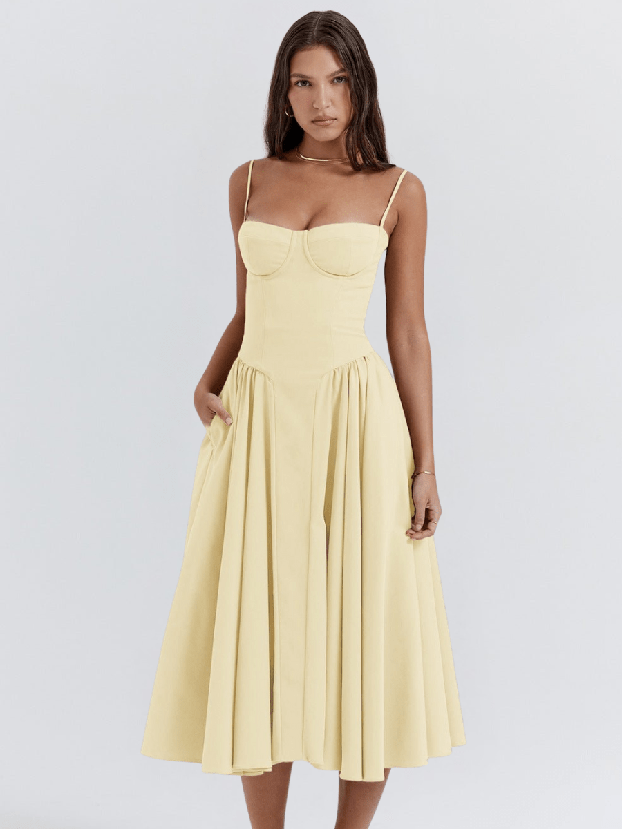 Vestido midi mujer Ligero Retro Versátil Fiesta
