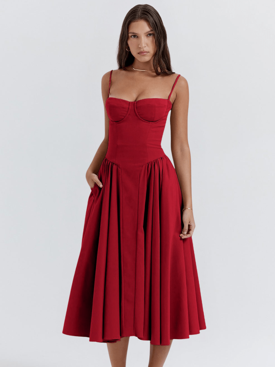Vestido midi mujer Ligero Retro Versátil Fiesta
