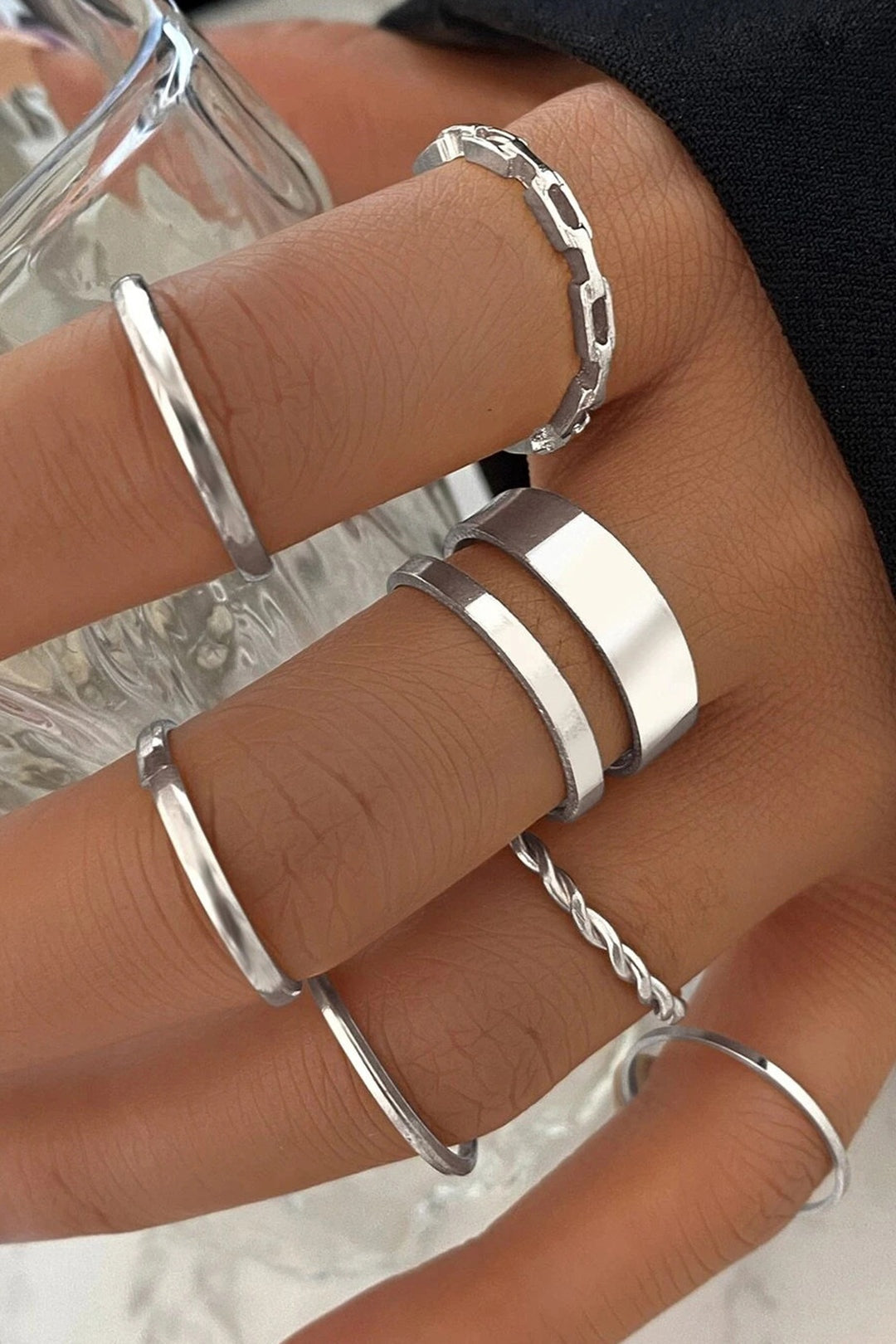 Conjunto de Anillos Apilables Mujer Ajuste Clasico
