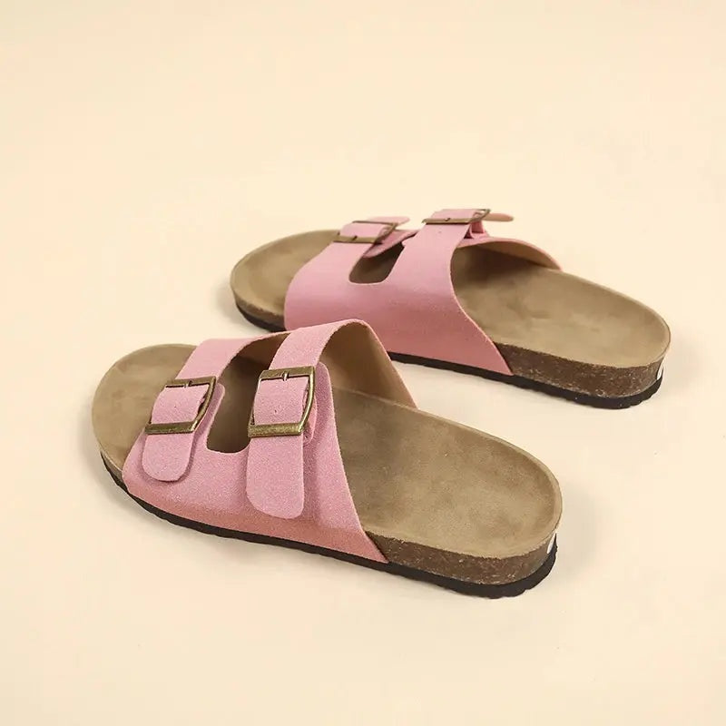 Sandalias Mujer Bio Doble Hebilla Suela Corcho