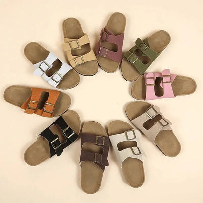Sandalias Mujer Bio Doble Hebilla Suela Corcho