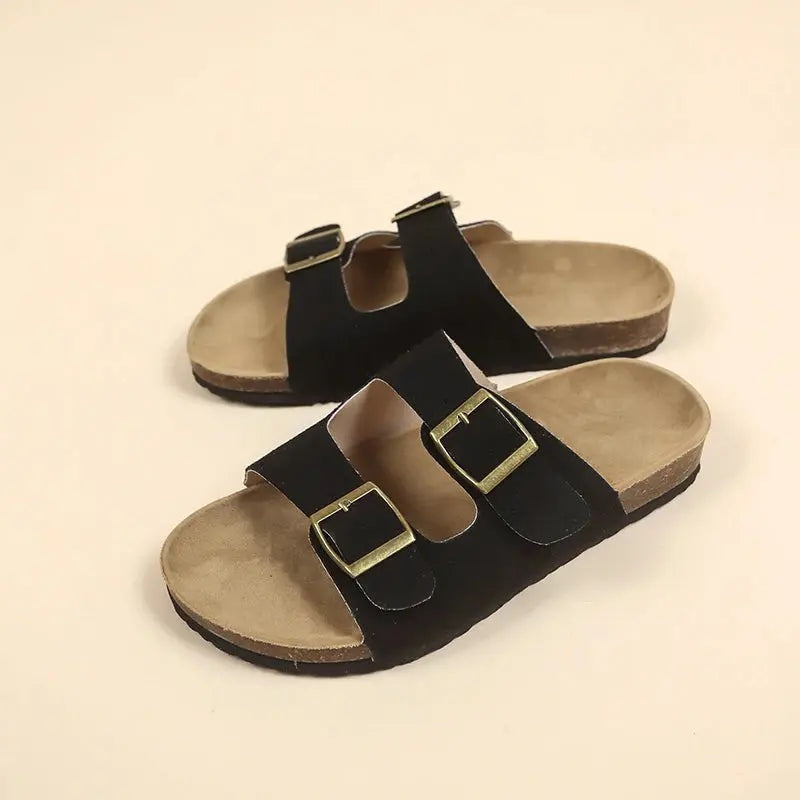 Sandalias Mujer Bio Doble Hebilla Suela Corcho
